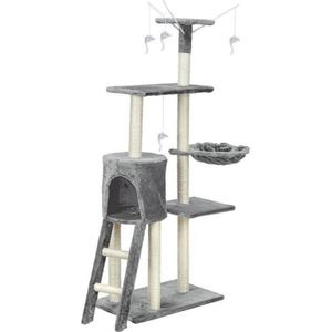 Krabpaal kattenboom XXL 135 x 97 x 55 cm grijs