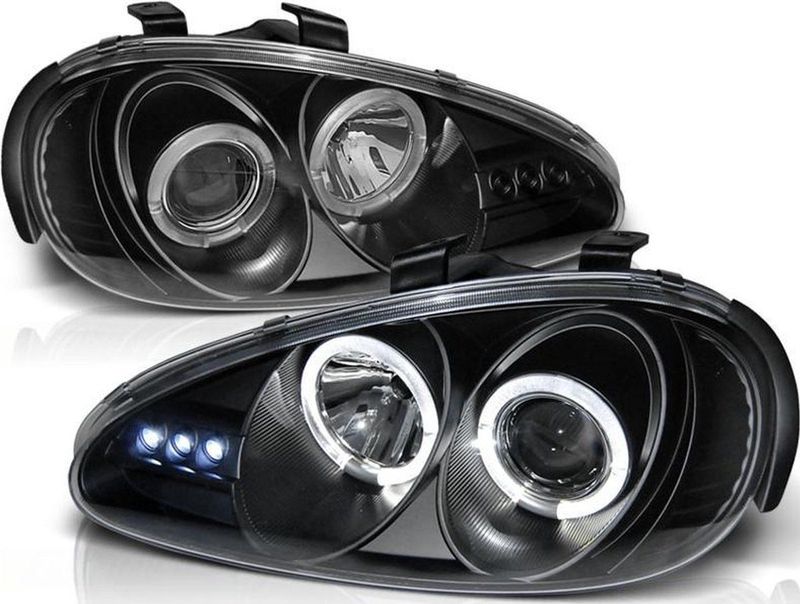 Koplampen dual halo rims MAZDA MX3 91-98 ANGEL EYES ZWART
