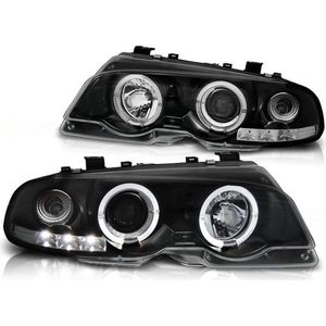 Koplampen dual halo rims geschikt voor BMW E46 04 99-03 03 coupe Angel Eyes zwart