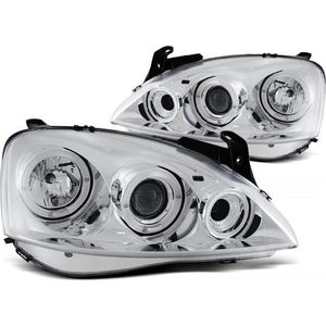 Koplampen dual halo rims geschikt voor Opel Corsa C 11 00-09 06 Angel Eyes chroom