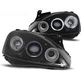 Koplampen dual halo rims OPEL CORSA C 11 00-09 06 ANGEL EYES ZWART