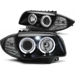 Koplampen dual halo rims geschikt voor BMW 1 E87/E81/82/88 04-11 Angel Eyes zwart