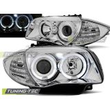 Koplampen dual halo rims BMW 1 E87/E81/82/88 04-11 ANGEL EYES CHROOM