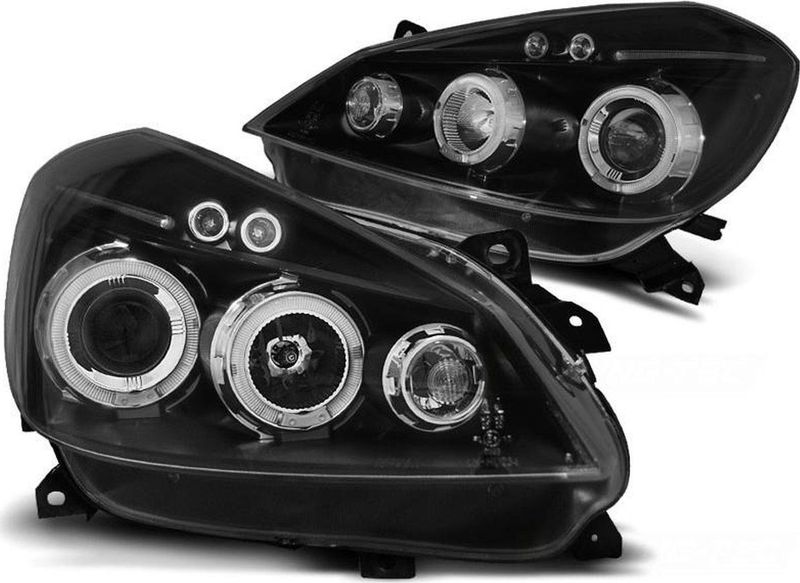 Koplampen geschikt voor Renault Clio 3 05-09 zwart Angel Eyes