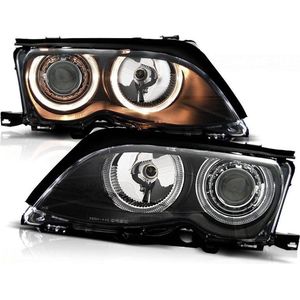 Koplampen dual halo rims geschikt voor BMW E46 09 01-03 05 Angel Eyes zwart