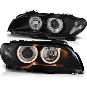 Koplampen dual halo rims BMW E46 04 03-06 COUPE CABRIO ANGEL EYES ZWART
