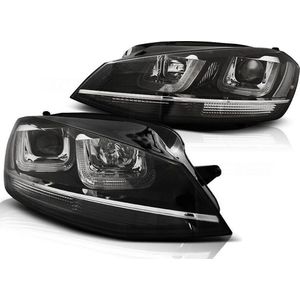 Koplampen dagrijlicht VW GOLF 7 11 12-17 U-TYPE ZWART WITH CHROOM LINE