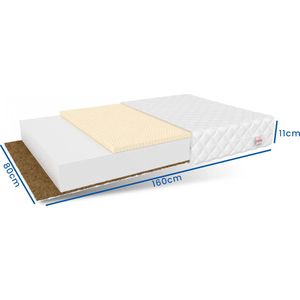 Viking Choice Matras 80x160 - koudschuim - 11cm - kokoslaag - ventilatie latex Wit Matras opgerold