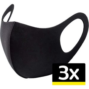 Mondkapje Wasbaar Zwart - Mondmasker Wasbaar Zwart - Mondkapje Herbruikbaar - Mondkapje Zwart Wasbaar - 3 Stuks