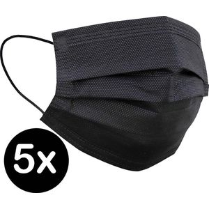 Mondkapje Wegwerp Zwart Mondmasker Mondkapje Wegwerp Mondkapjes Niet Medisch Universeel - 5x