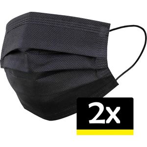 Mondkapje Zwart Wegwerp - Mondmasker Wegwerp - Mondkapje Wegwerp Zwart - Mondkapjes Wegwerp Zwart - 2 Stuks