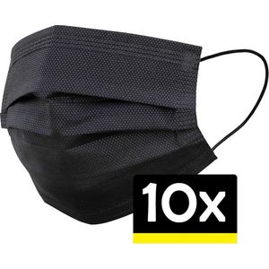 Mondkapje Zwart Wegwerp - Mondmasker Wegwerp - Mondkapje Wegwerp Zwart - Mondkapjes Wegwerp Zwart - 10 Stuks