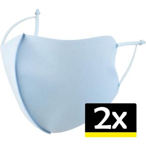 Mondkapje Wasbaar Verstelbaar - Mondmasker Wasbaar - Mondkapje Lichtblauw Wasbaar - Mondkapjes Wasbaar Verstelbaar Lichtblauw - 2 Stuks