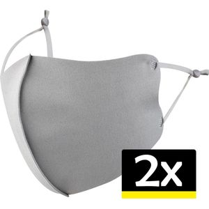 Mondkapje Wasbaar Grijs Mondkapjes Verstelbaar Mondmasker - 2 stuks
