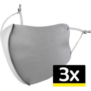 Mondkapje Wasbaar Grijs Mondkapjes Verstelbaar Mondmasker - 3 stuks