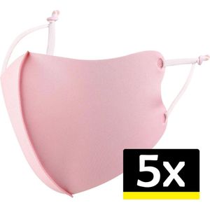 Mondkapje Wasbaar Roze Mondkapjes Verstelbaar Mondmasker - 5 stuks