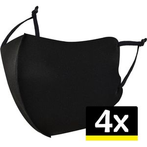 Mondkapje Wasbaar Zwart Verstelbaar - Mondmasker Wasbaar - Mondkapje Zwart Wasbaar - Mondkapjes Wasbaar Zwart Verstelbaar - 4 Stuks