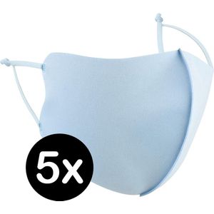 Mondkapje Wasbaar Verstelbaar Blauw Mondmasker Wasbaar Mondkapje Verstelbare Wasbare Mondkapjes Niet Medisch Elastisch Universeel - 5 PACK