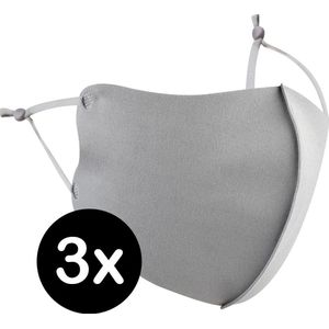Mondkapje Wasbaar Verstelbaar Grijs Mondmasker Wasbaar Mondkapje Verstelbare Wasbare Mondkapjes Niet Medisch Elastisch Universeel - 3 PACK