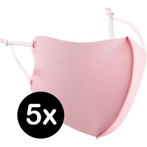 Mondkapje Wasbaar Verstelbaar Roze Mondmasker Wasbaar Mondkapje Verstelbare Wasbare Mondkapjes Niet Medisch Elastisch Universeel - 5 PACK.