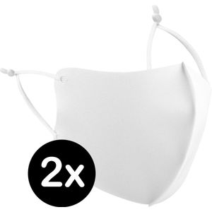 Mondkapje Wasbaar Verstelbaar Wit Mondmasker Wasbaar Mondkapje Verstelbare Wasbare Mondkapjes Niet Medisch Elastisch Universeel - 2 PACK