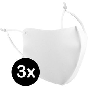Mondkapje Wasbaar Verstelbaar Wit Mondmasker Wasbaar Mondkapje Verstelbare Wasbare Mondkapjes Niet Medisch Elastisch Universeel - 3 PACK