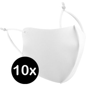 Mondkapje Wasbaar Verstelbaar Wit Mondmasker Wasbaar Mondkapje Verstelbare Wasbare Mondkapjes Niet Medisch Elastisch Universeel - 10 PACK