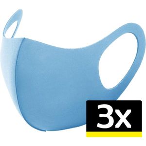 Mondkapje Wasbaar Mondmasker Blauw Mondkapjes Niet-medisch - 3 stuks