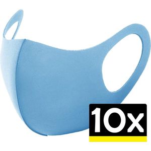 Mondkapje Wasbaar Mondmasker Blauw Mondkapjes Niet-medisch - 10 stuks