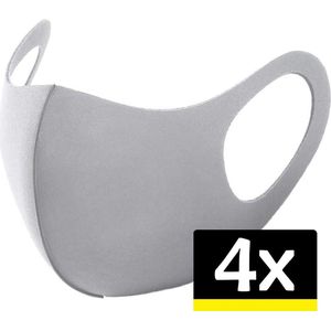 Mondkapje Wasbaar Mondmasker Grijs Mondkapjes Niet-medisch - 4 stuks