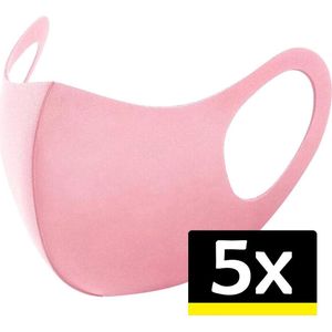 Mondkapje Wasbaar Mondmasker Roze Mondkapjes Niet-medisch - 5 stuks