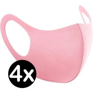 Mondkapje Wasbaar Roze Mondmasker Wasbaar Mondkapje Wasbare Mondkapjes Niet Medisch Elastisch Universeel - 4 PACK