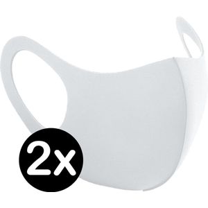 Mondkapje Wasbaar Wit Mondmasker Wasbaar Mondkapje Wasbare Mondkapjes Niet Medisch Elastisch Universeel - 2 PACK