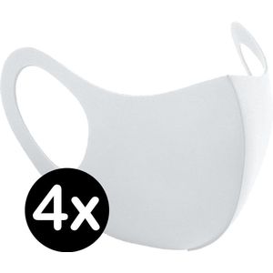 Mondkapje Wasbaar Wit Mondmasker Wasbaar Mondkapje Wasbare Mondkapjes Niet Medisch Elastisch Universeel - 4 PACK