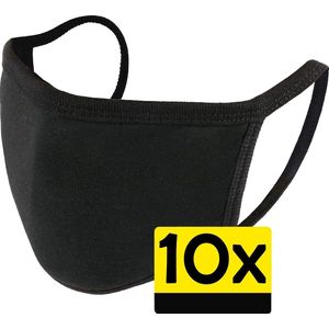 Mondkapje Wasbaar Katoen Mondmasker Zwart Niet-medisch Mask - 10 Stuks
