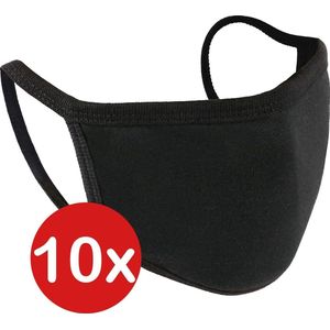 Mondkapje Wasbaar Zwart - Mondkapje Katoen Wasbaar Mondmasker Katoen - Wasbare Mondkapjes Niet Medisch Elastisch - Universeel - 10 PACK