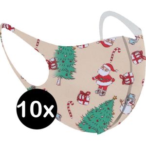 Mondkapje Wasbaar Kerst Mondmasker Mondkapjes Niet Medisch Creme - 10x