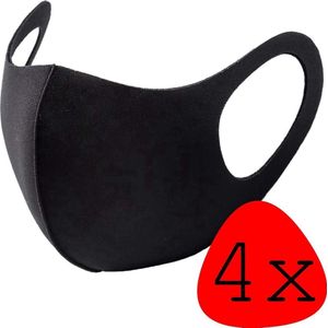 Wasbaar Mondkapje Zwart Wasbaar Mondmasker Elastisch Mondkapjes - 4 stuks