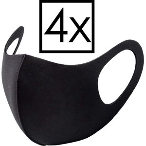 Mondkapje Wasbaar Universeel Mondmasker Wasbaar Niet Medisch Zwart - 4x