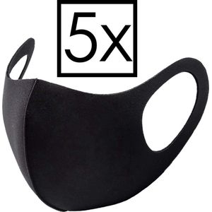 Mondkapje Wasbaar Universeel Mondmasker Wasbaar Niet Medisch Zwart - 5x