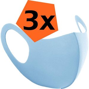 Mondkapje Wasbaar Blauw Mondmasker Wasbaar Mondkapje Wasbare Mondkapjes Universeel - 3 PACK