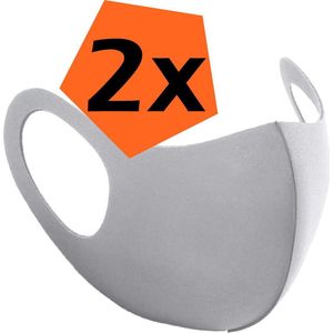 Mondkapje Wasbaar Grijs Mondmasker Wasbaar Mondkapje Wasbare Mondkapjes Universeel - 2 Stuks