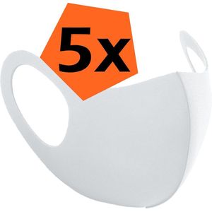Mondkapje Wasbaar Wit Mondmasker Wasbaar Mondkapje Wasbare Mondkapjes Universeel - 5 PACK