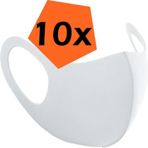 Mondkapje Wasbaar Wit Mondmasker Wasbaar Mondkapje Wasbare Mondkapjes Universeel - 10 PACK
