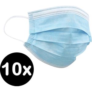 Mondkapje Wegwerp Mondkapjes Mondmasker - Niet Medisch - Blauw - 10x