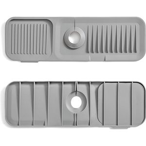 Waterval Siliconen Mat voor Keukenkraan – Anti lek tray Keuken Badkamer - Wastafel Splash Bescherming - Lichtgrijs 45cm
