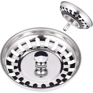 2X RVS Gootsteen Afvoerplug Keuken - Geen Verstopping – Spoelbak zeef - Afvoerstopper - Korfplug – Gootsteen zeef - 79mm