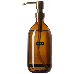 Wellmark - Handzeep - Bruin Glas - Messing Pomp - 500ml