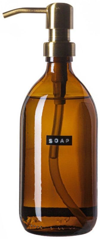 Wellmark - Handzeep - Bruin Glas - Messing Pomp - 500ml