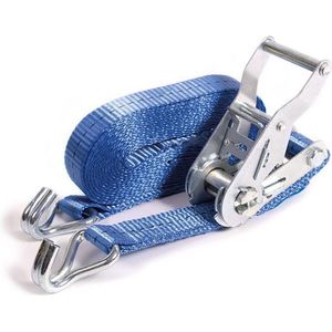 BCF-Products Spanband met ratel - Spanband met haken - 5 meter - 25mm - Blauw